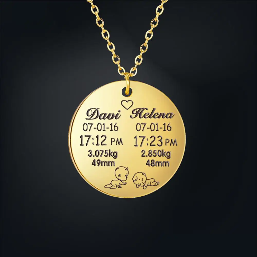 My Shape Twin Stats ожерелья из нержавеющей стали с индивидуальным именем для папы мамы