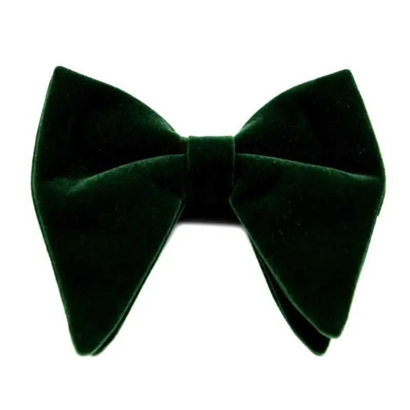 

Mens Velvet Vintage Double Layer Pre-Tied Handmade Bow Tie Glitter Solid Color Tuxedo Big Oversized Adjustable Length
