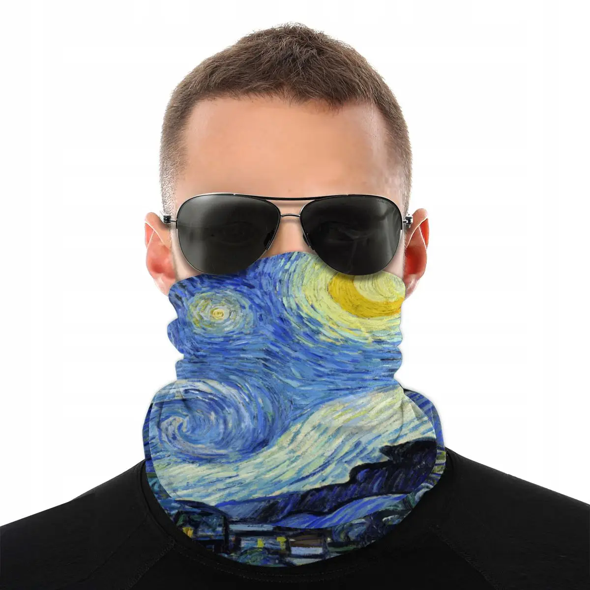 Звездная ночь от Ван Гога шарф полумаска для лица мужская и женская мода шейный