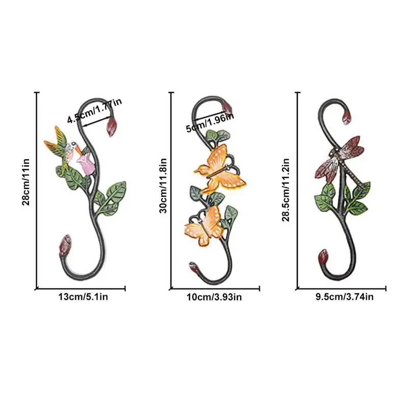 

S-Shaped Hook For Flower Pot Hanging Basket Strong Garden Cast Iron Hook Cute Hummingbird Home Decor Gardening Planter Hooks