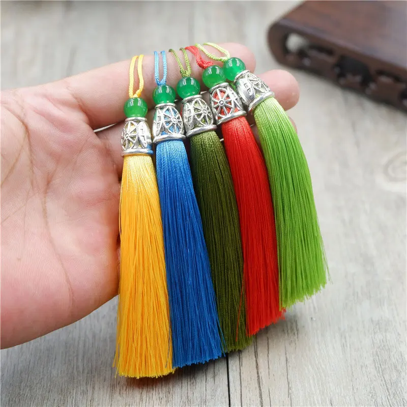 

2pcs/lot Alloy Cap Bead Tassel Silk Tassel Fringe Bangs Flower Tassel Decorative Garment For DIY Curtains Home Decor Accessories