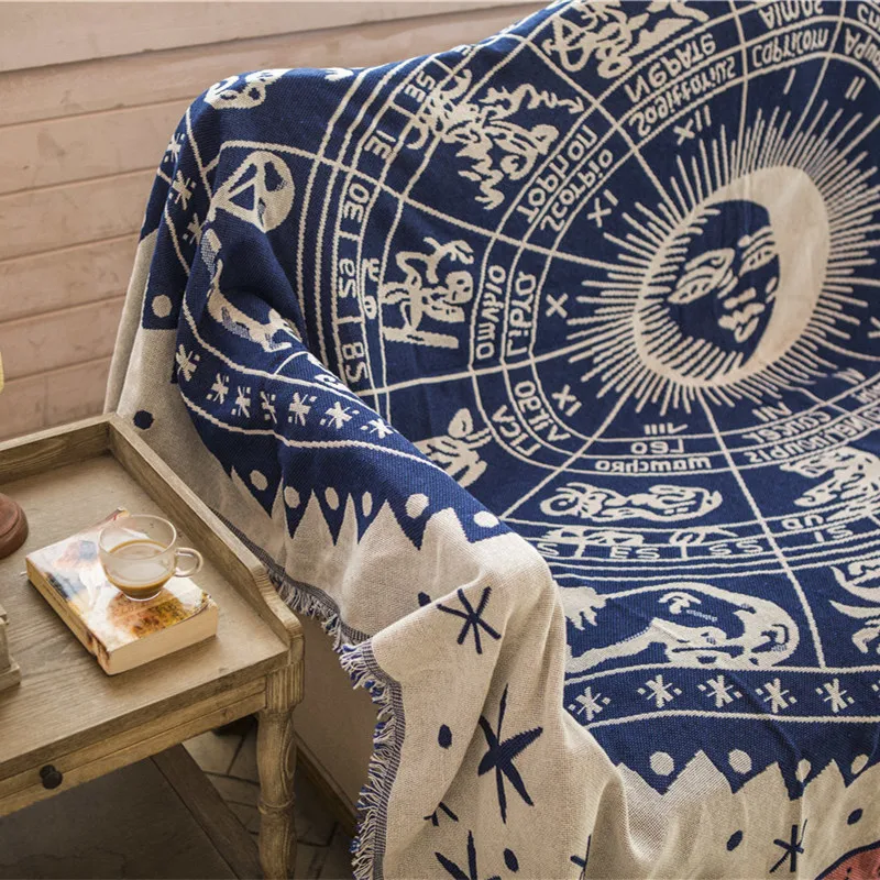 売却 北欧スタイル綿星座のためのスローブランケットソファ本のカバーカバー自由奔放に生きる毛布カバー椅子ソファピアンテーブルDecorLA451