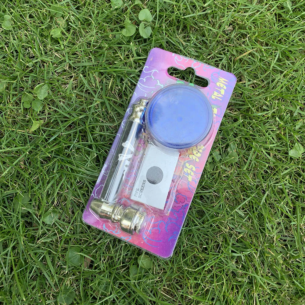 Набор для курения листьев Rasta металлическая трубка + пластиковая шлифовальная