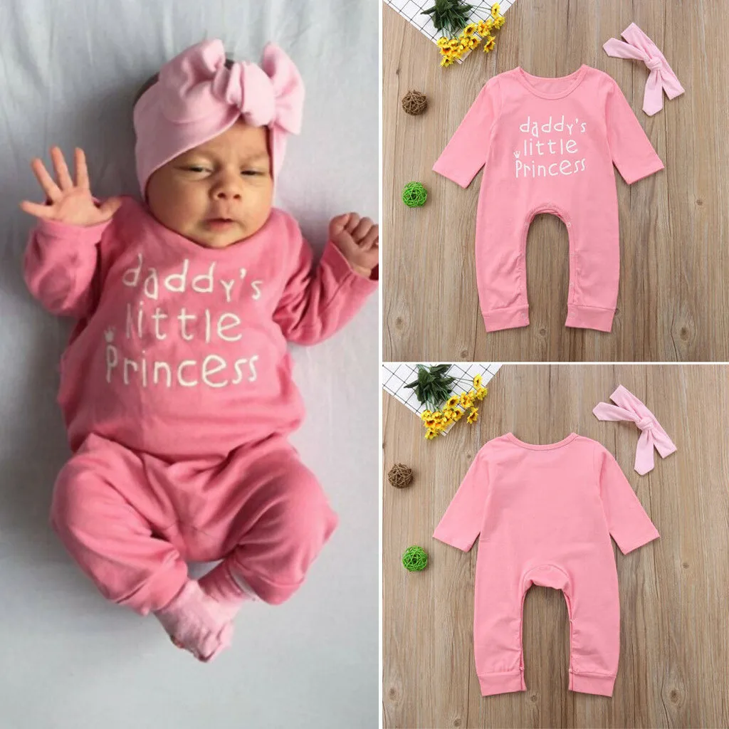 Новорожденный Младенец для новорожденных девочек с надписью Детский комбинезон