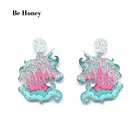 Женские акриловые серьги-гвоздики с принтом в виде единорога