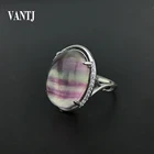 Перстни с флюоритом из стерлингового серебра 925 пробы с натуральным драгоценным камнем для женщин и мужчин, большие кольца, Изящные Ювелирные украшения, Открытое кольцо с овальным драгоценным камнем 13*18 мм
