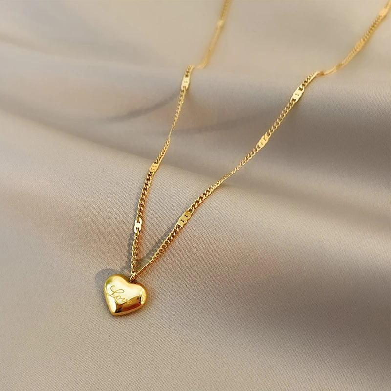

Stainless Steel Gold Color Love Heart Necklaces For Women Chokers 2021 Trend Fashion Festival Party Gift Jewelry