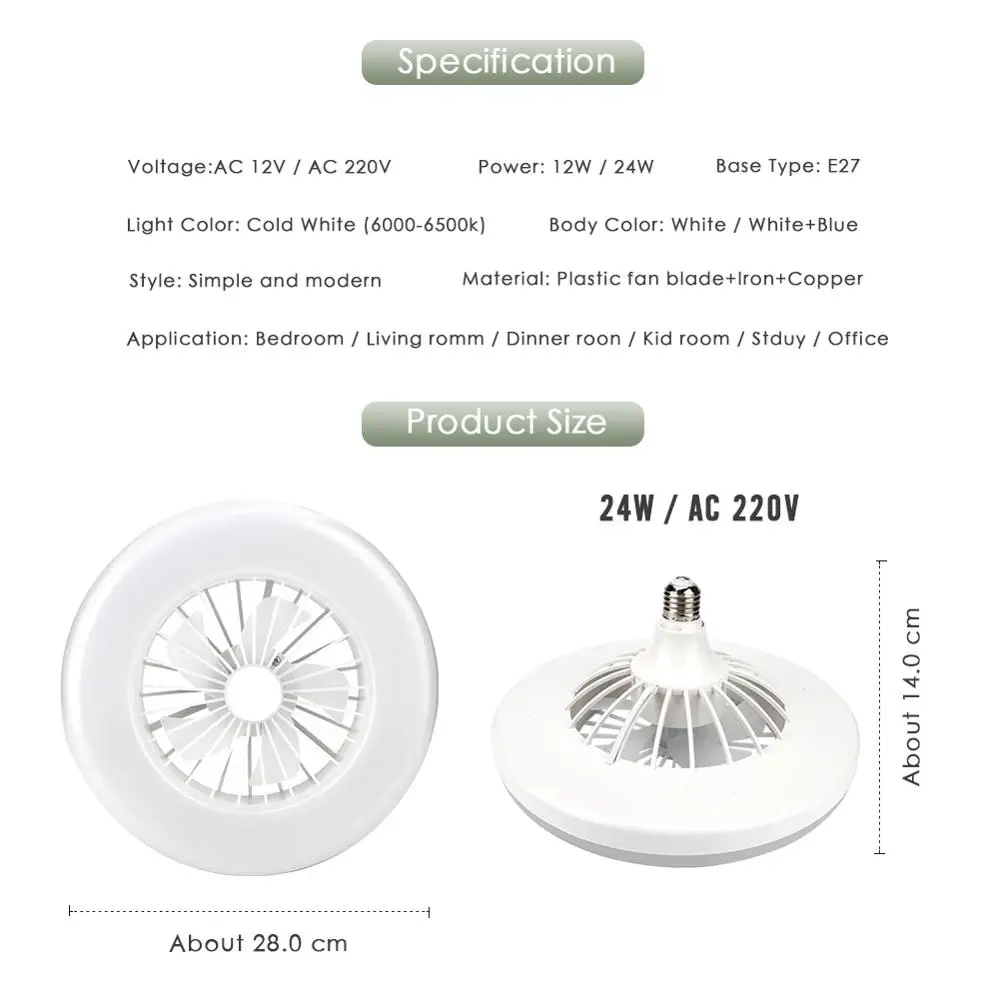 Светодиодные потолочные вентиляторы лампы 12 Вт 24 приспособление для внутреннего