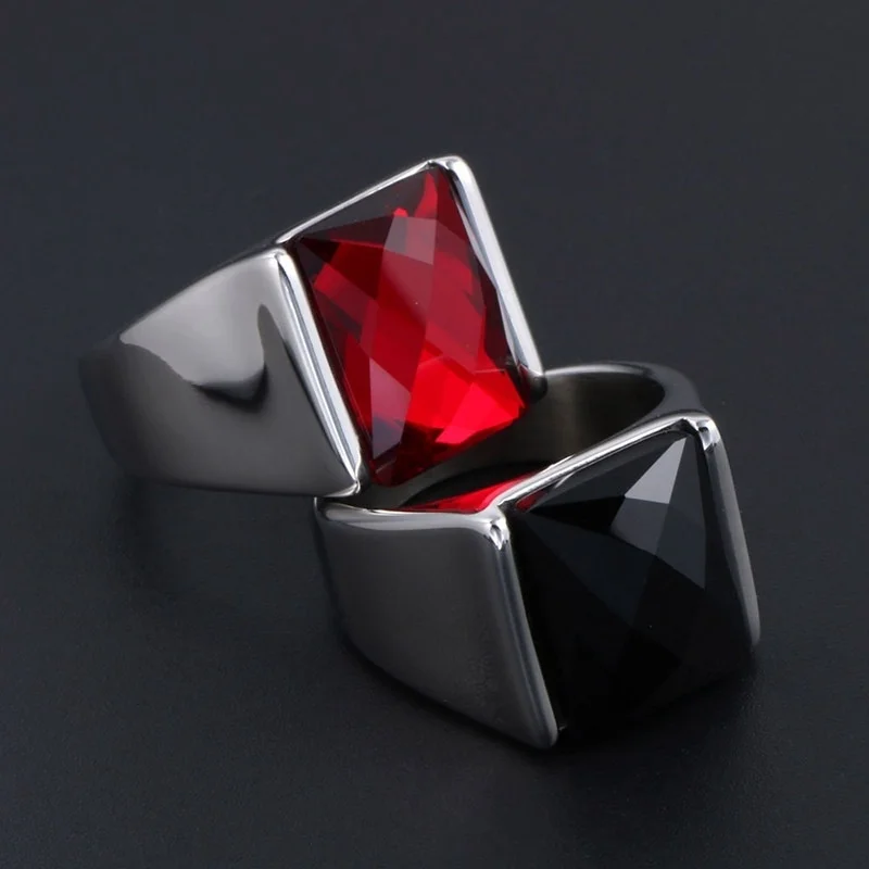 

New Trendy Bohemian Large Crystal Inlaid Ring Men's Ring Fashion Metal Crystal Ring Accessories Party Jewelry