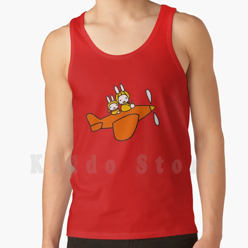 Летающий в самолете-Nijntje In Een Vliegנד Tank Tops Vest 100% хлопок Nijntje Konijntje Konijn Lief Sweet