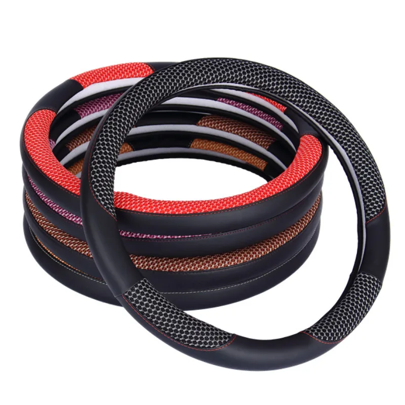 Кожаный чехол рулевого колеса автомобиля для женщин и мужчин универсальный 15