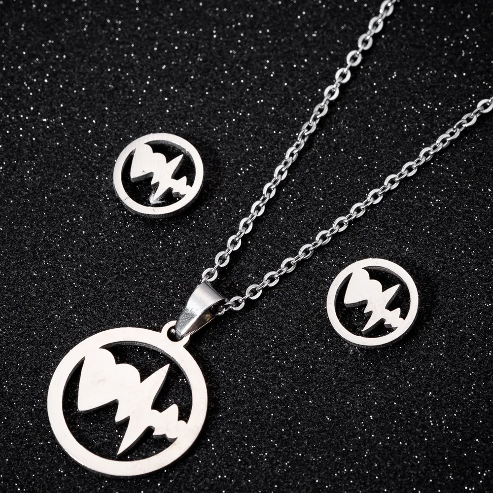 Электрокардиограф ожерелье набор нержавеющая сталь круглое ушной гвоздь из трех