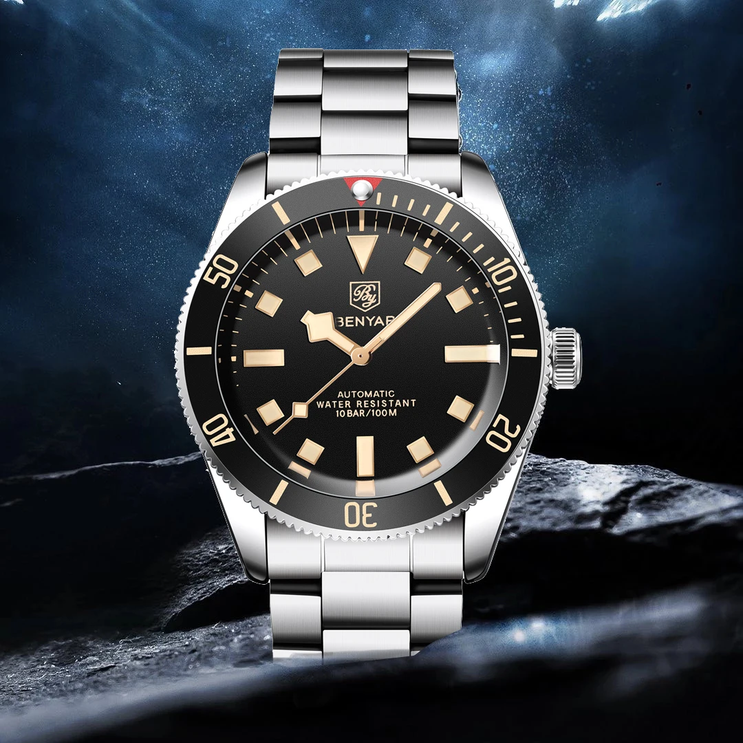 Часы мужские механические водонепроницаемые из нержавеющей стали с