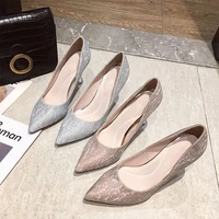 new gold and silver high heels professional office shoes all match stiletto pointed toe single shoes banquet womens shoes