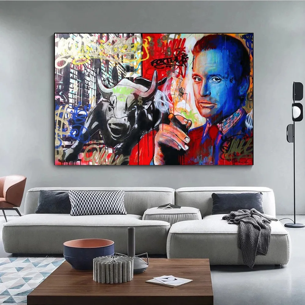 

Street Graffiti Pop Art Canvas Painting Cattle Posters And Prints Wall Art Picture for Living Room Cuadros Home Decoration Gift