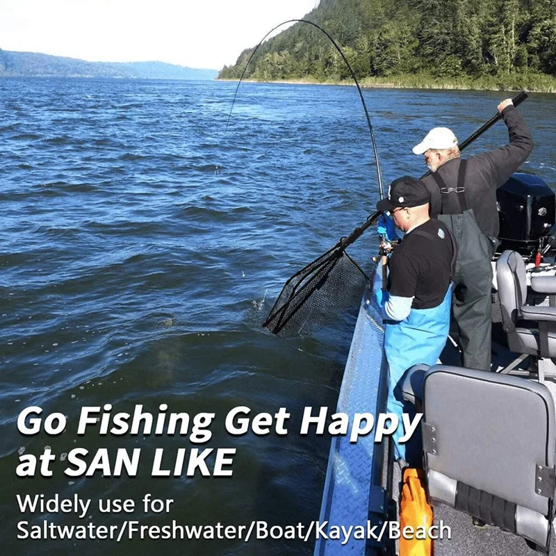 

Fishing Net Fish Landing Net - Rubber Coated Net 2 Sectionstelescopic Pole Extend for Saltwater