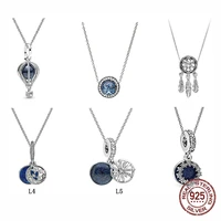 925 silver fit original pandora classic cat eye necklace matched with hanging beaded fashion chain necklace pendant