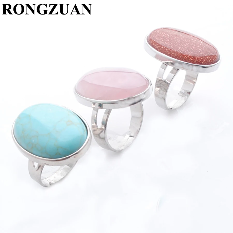 Перстни Регулируемый Натуральный камень Кабошон розовый кварц кристаллы