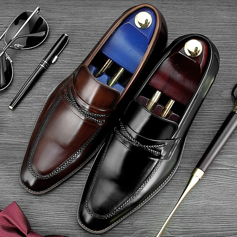 Новинка роскошные мужские свадебные Лоферы ручной работы из натуральной кожи с