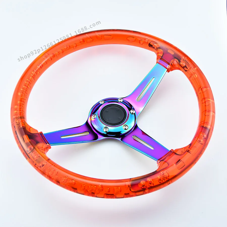 

Car Crystal Steering Wheel14 Inch Acrylic Crystal Steering Wheel Racing Bubble Transparent Steering Wheel