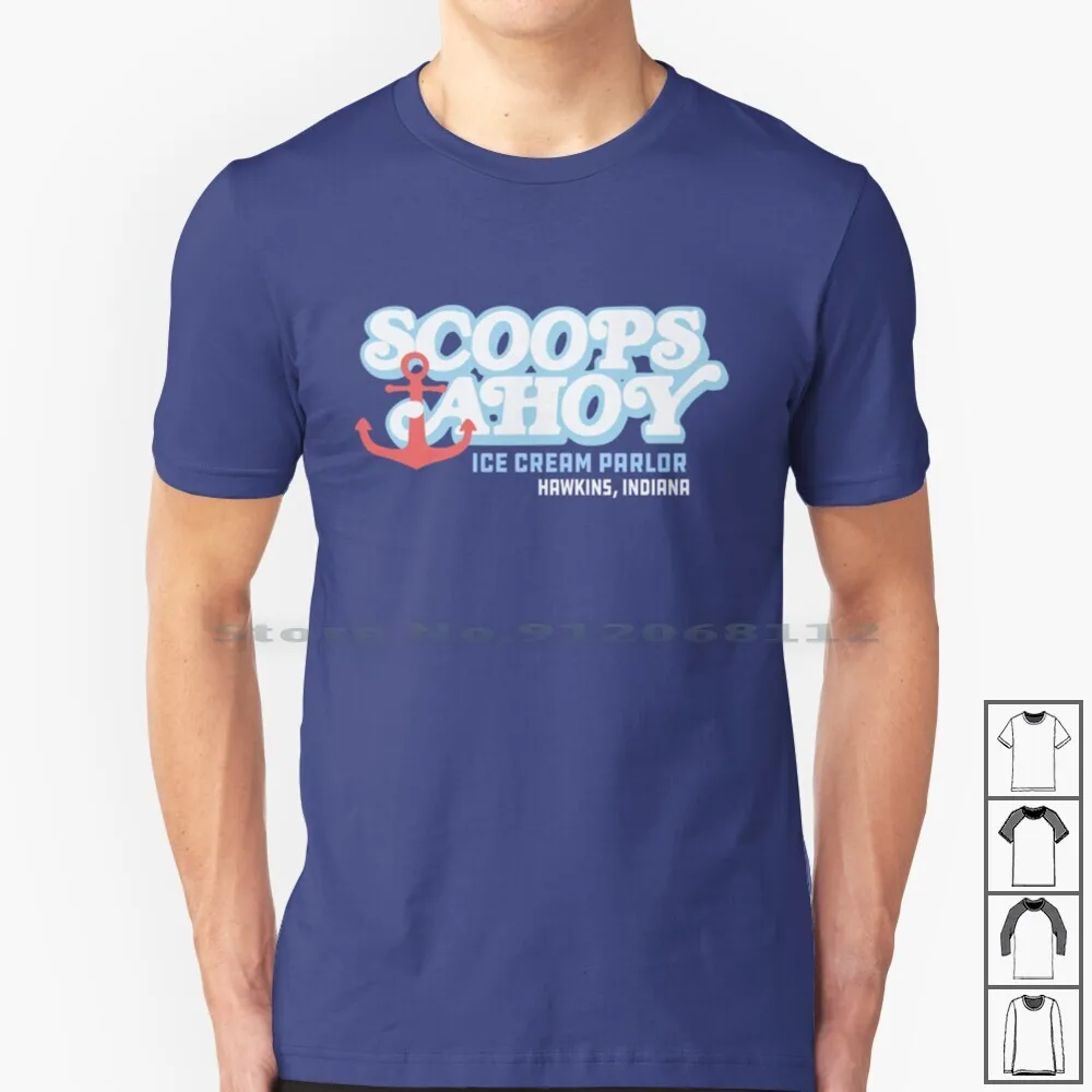 Scoops Ahoy Ice Cream T Shirt 100% Cotton Steve Dustin Henderson Starcourt Mall 80s Netflix Hawkins Scoops Today Eleven Upside