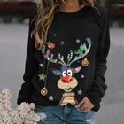 Свободная стильная зимняя женская Рождественская Толстовка с капюшоном с длинным рукавом и круглым вырезом, топы, Рождественская одежда, рождественские подарки
