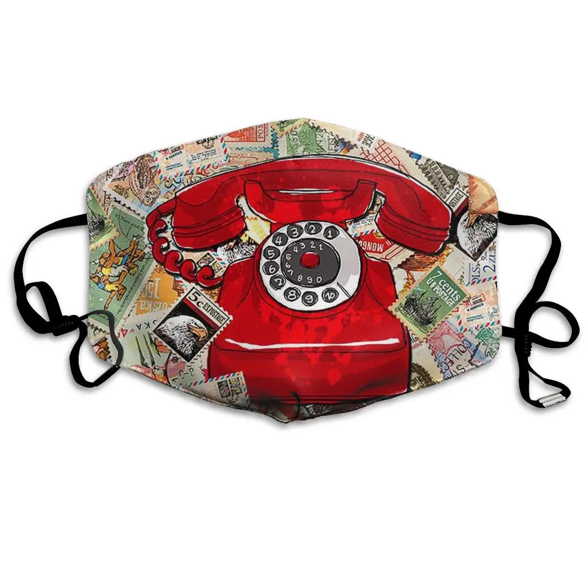 

Mouth Mask Stamp Telephone Print Masks - Breathable Adjustable Windproof Mouth-Muffle, Camping Running for Women and Men