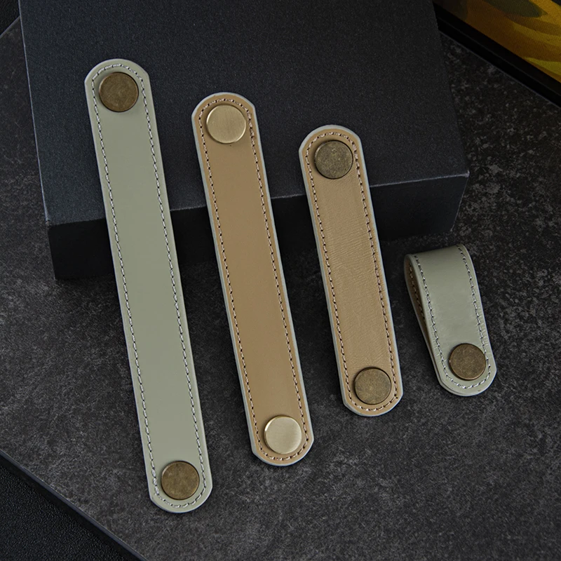 

khaki ＆gray leather cabinet handles 96mm furniture handles cupboard knobs drawer knobs cabinet knobs and handles