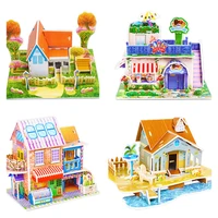 3d puzzles for kids castle montessori educational toys garden princess house wood puzzle interesting learning games for children
