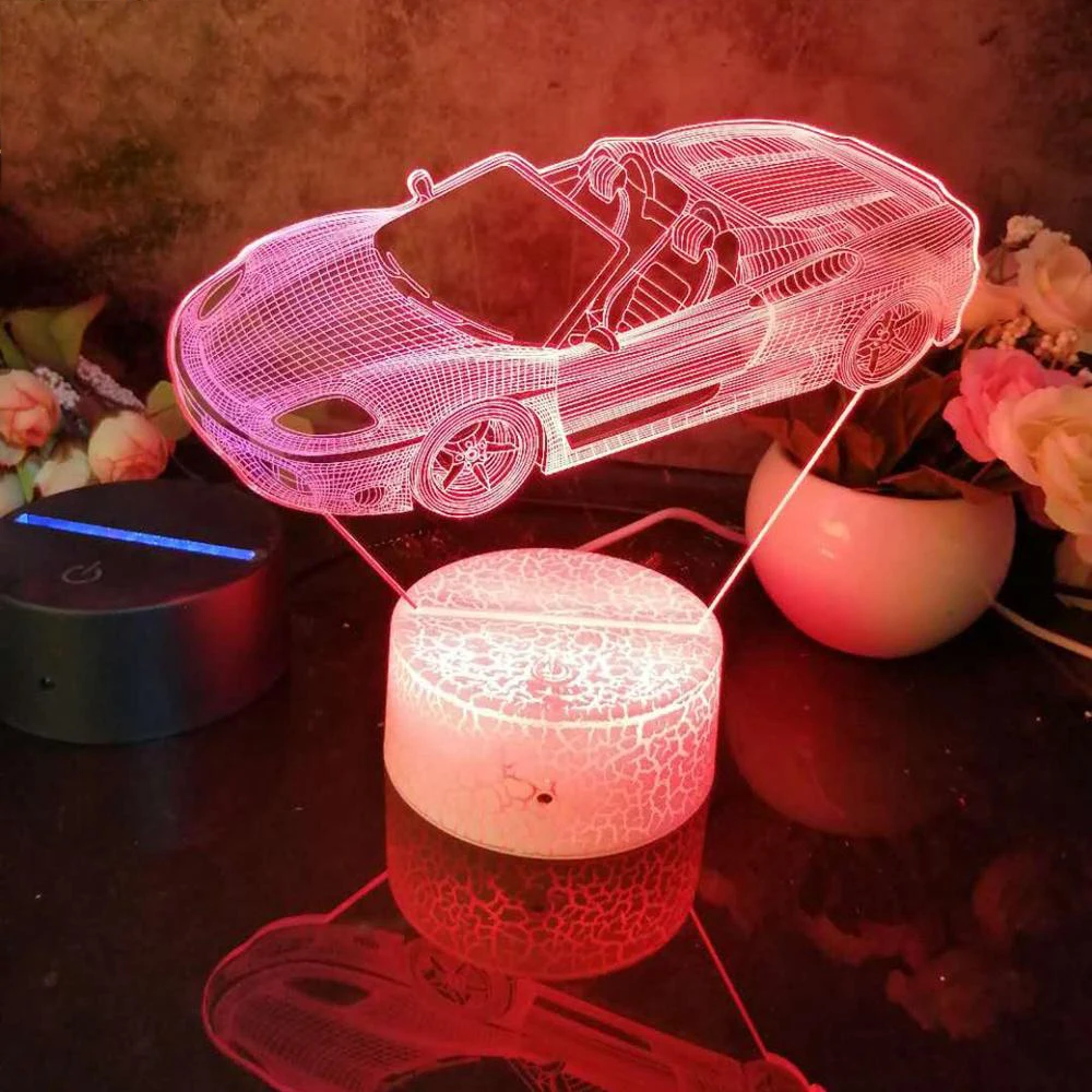 

Halloween Automobile2 Pattern 3D Led Night Light Decoration Children Kids Gifts 7 Color Changing Visual Table Lamp