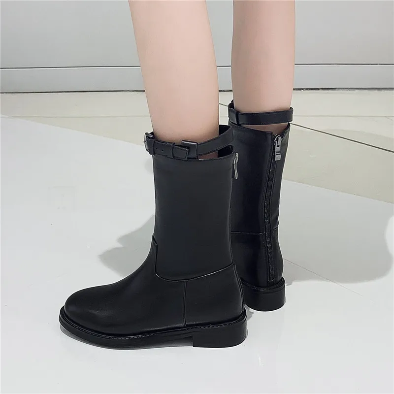 Женские ботинки Челси FEDONAS теплые офисные из натуральной кожи на высоком каблуке