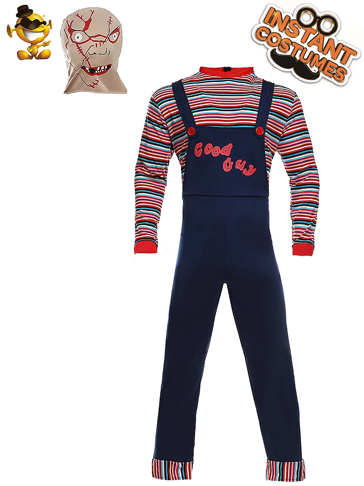 

Carnival Adult Terror Jumpsuit Costume Men Halloween Party Colorful Top with Overall Cosplay Costumes
