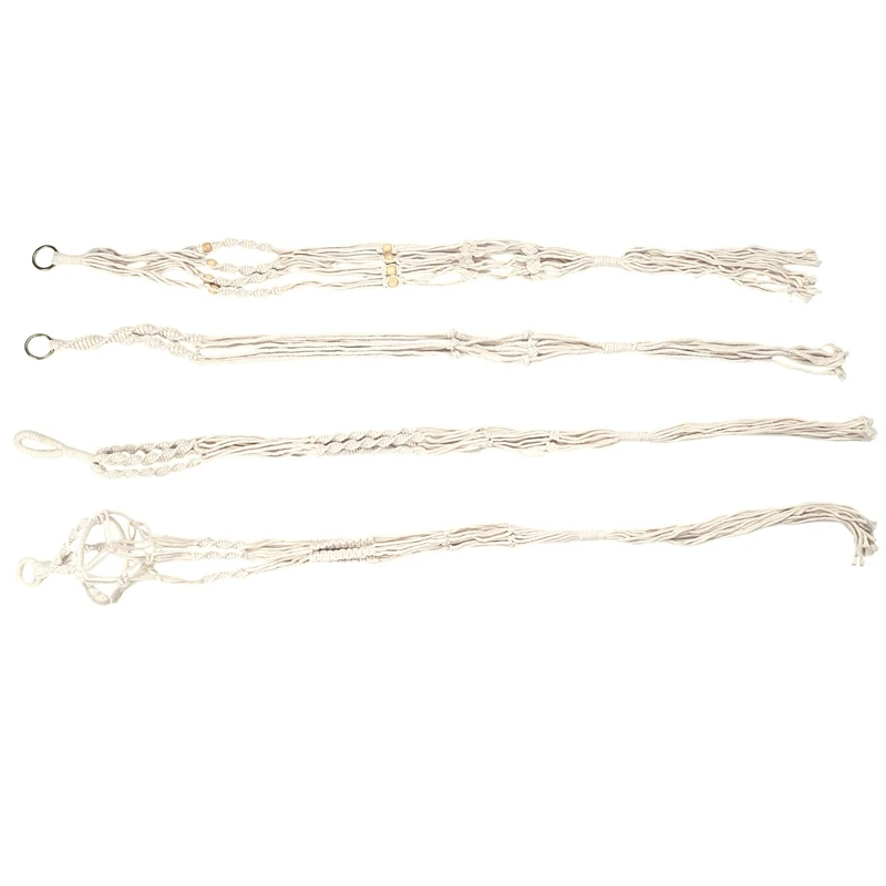 

4 шт., плетеные хлопковые держатели для растений ручной работы