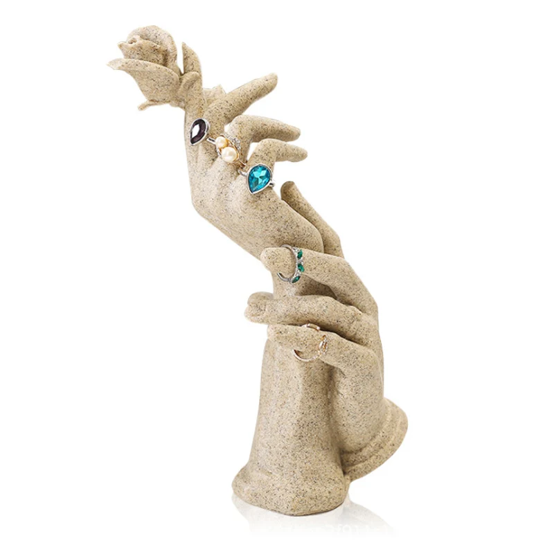 Смола две руки дизайн розовой формы портретная модель держатель для колец