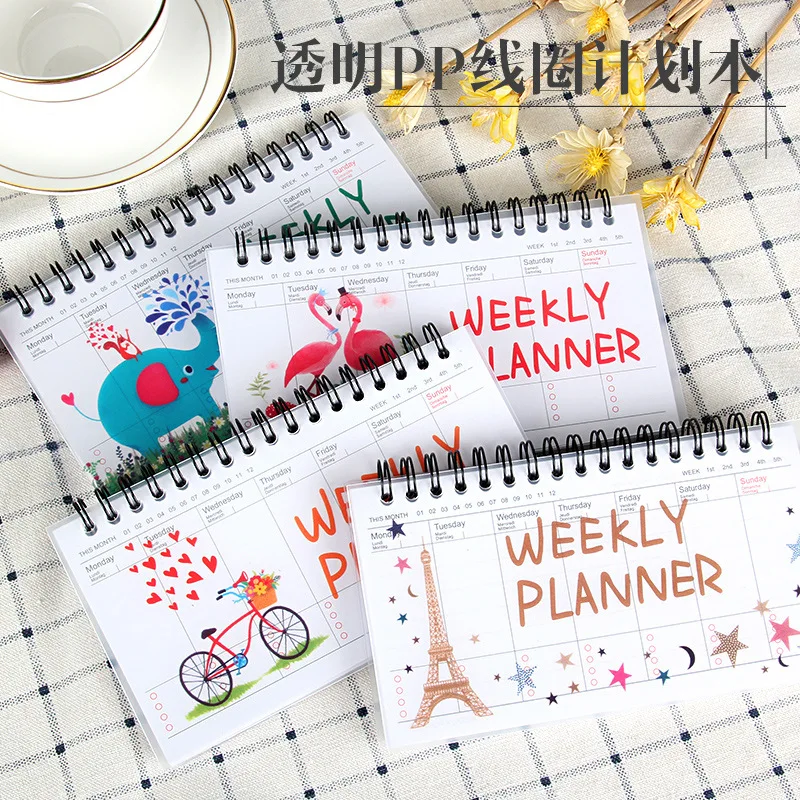 Weekly Planner 2020 Spiral Notebook Diary Filofax Agenda Notepad Work Efficiency For Boy Girl Animal memo school office Supplies |