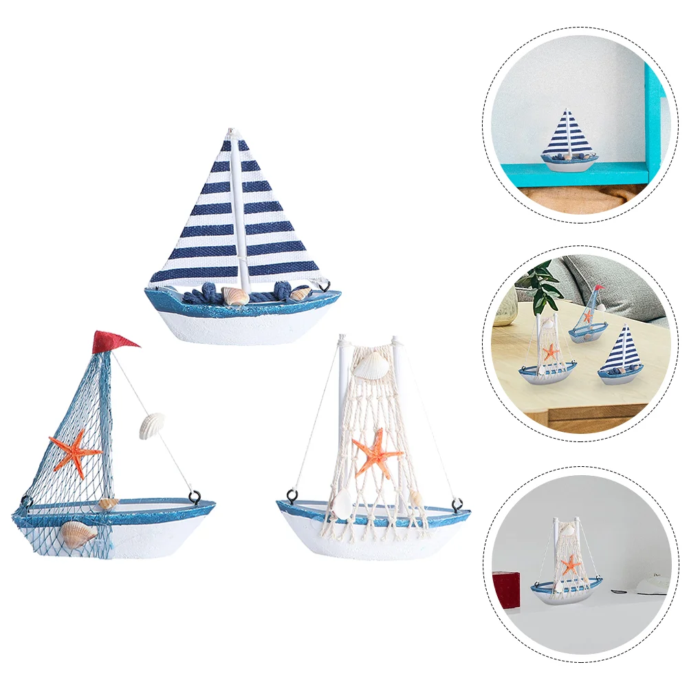 

3 шт., деревянная лодка в средиземноморском стиле