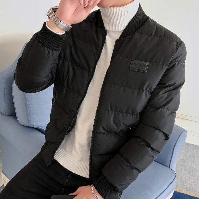 Обтягивающее Мужское пальто в Корейском стиле трендовая хлопковая стеганая