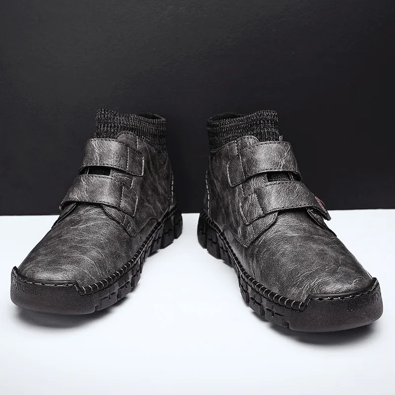 Кроссовки носки мужские кожаные резиновые ботильоны ручной работы роскошные