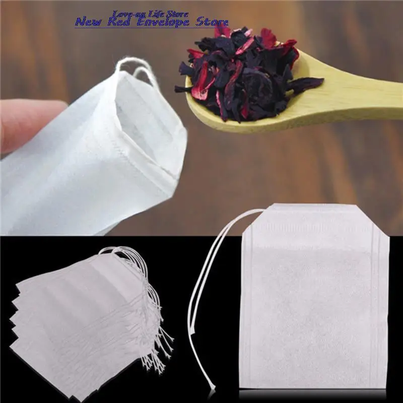 

100pcs/pack Non-woven Fabrics Empty Filter Brew Tea Package Empty Teabags String Heat Seal Filter Paper 5.5 x 7cm