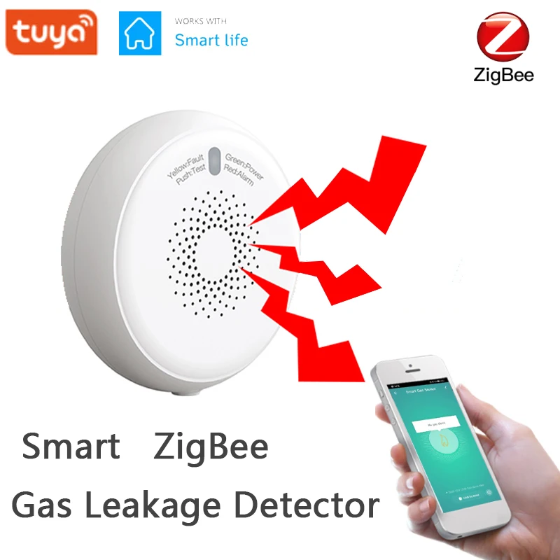 

Tuya/Smart Life ZigBee Smart Gas Leakage Detector Combustible Sensor App Remote Control For Smart Home Security Alarm System