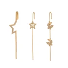 Серьги-крючки на гусеничном ходу для женщин, украшения для ушей с геометрическим дизайном в виде звезды, бабочки, инкрустированные медными вставками, серьги-подвески для пирсинга, ювелирные изделия для подарка, 1 шт.
