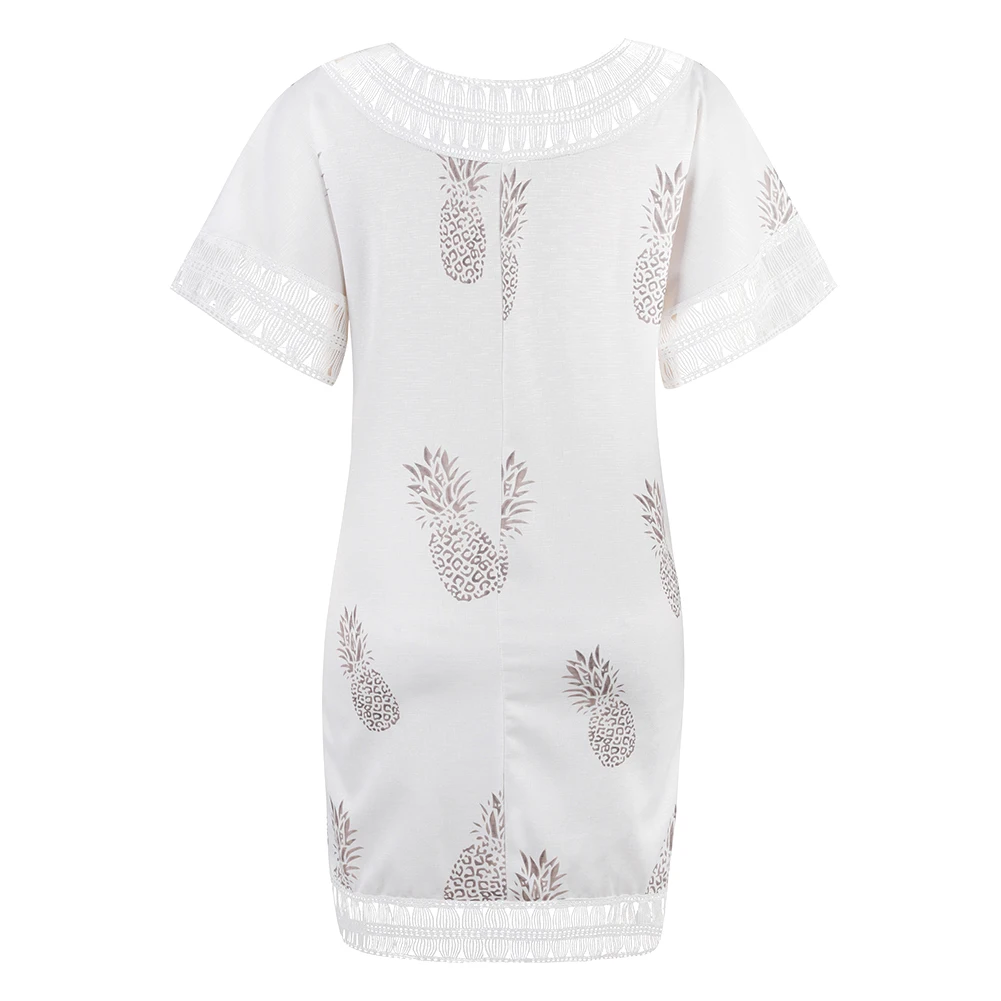 FADZECO женское сексуальное Белое платье 2019 хлопковое кружевное с v-образным вырезом