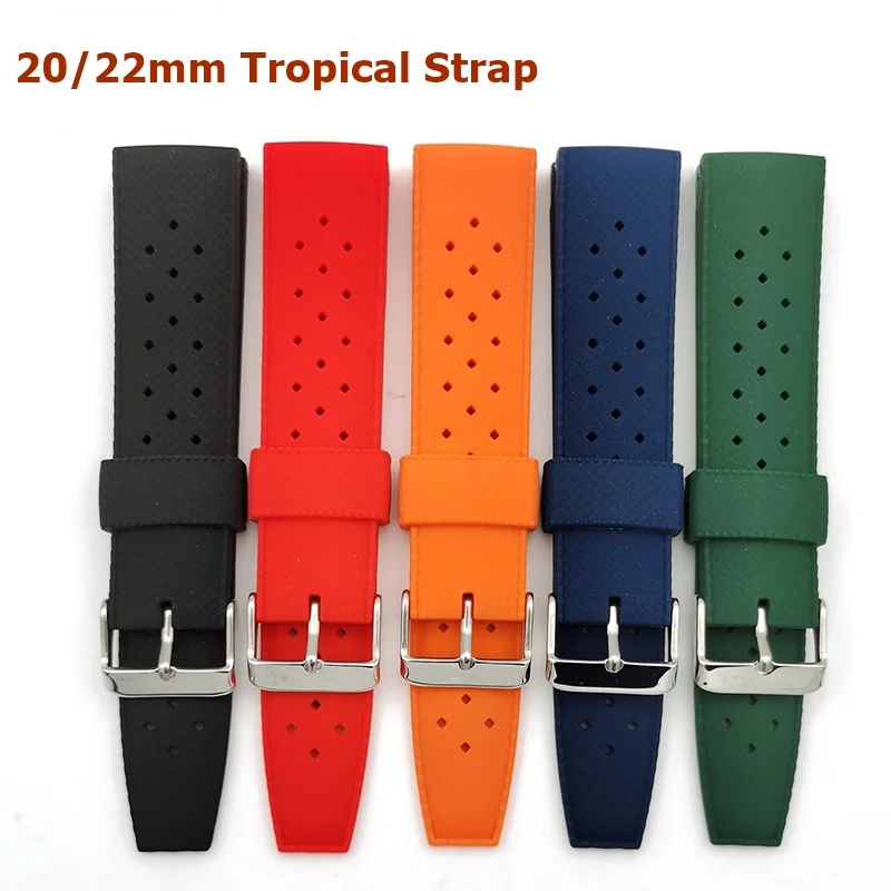 

Tropical Watch Strap for Seiko SRP777J1 Omega Soft Sport Silicone Men Women Waterproof Diving Rubber Watch Bracelet 20mm 22mm