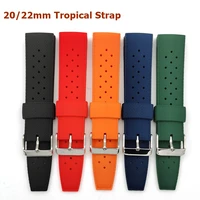 tropical watch strap for seiko srp777j1 omega soft sport silicone men women waterproof diving rubber watch bracelet 20mm 22mm