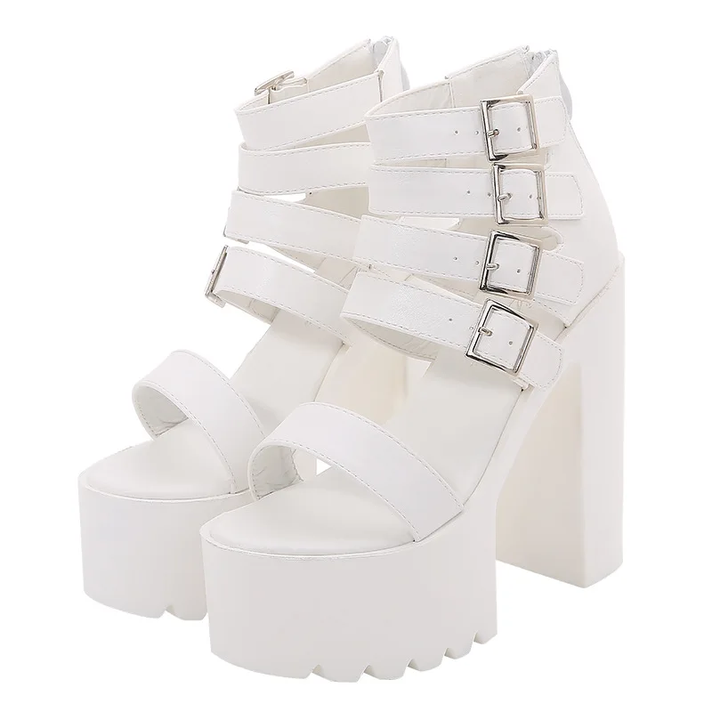 

stage fashion show versatile new high heel shoes Korean version belt buckle 14cm heel women's single shoes night club