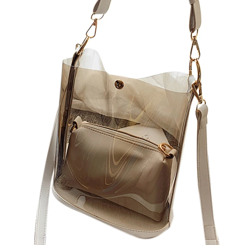 

PVC Transparent Women's Jelly Bag Fashion Luxury Chain Shoulder Messenger Bag Large Capacity Handbag