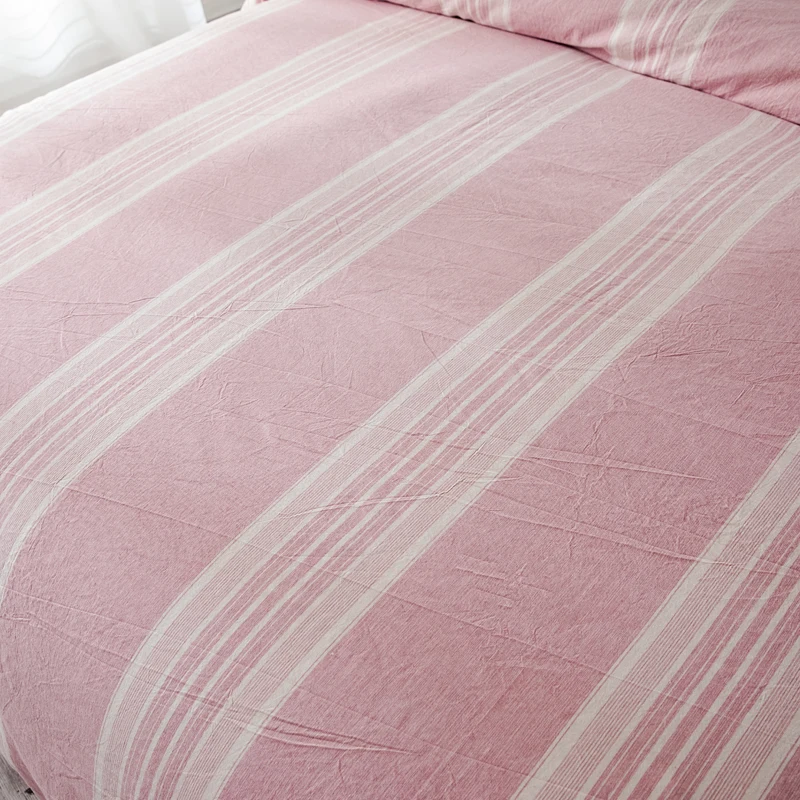 PHF Washed Cotton Pink Duvet Cover Set Yarn Dyed Queen King Comforter Nordic Colorful Bedding Decorations For Home | Дом и сад