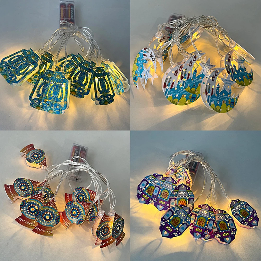 

New LED Light Strings for Muslim Eid Mubarak Kareem Party Ramadan Decoration Moon Stars Palace Lamps Festival Lantern