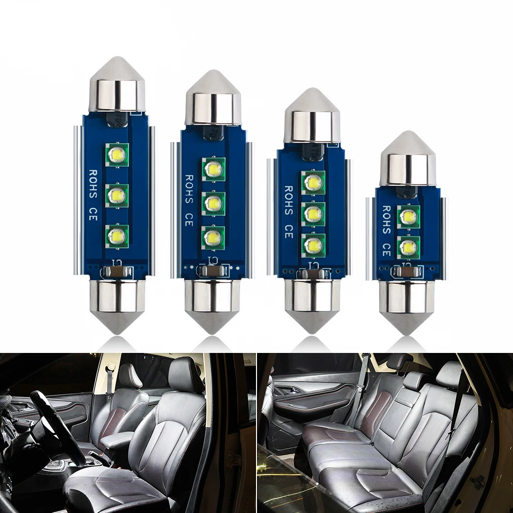 2 шт. C5W C10W Светодиодный лампочки Canbus Festoon 31MM 36 мм/39 мм/41 мм 3030 чип без ошибок