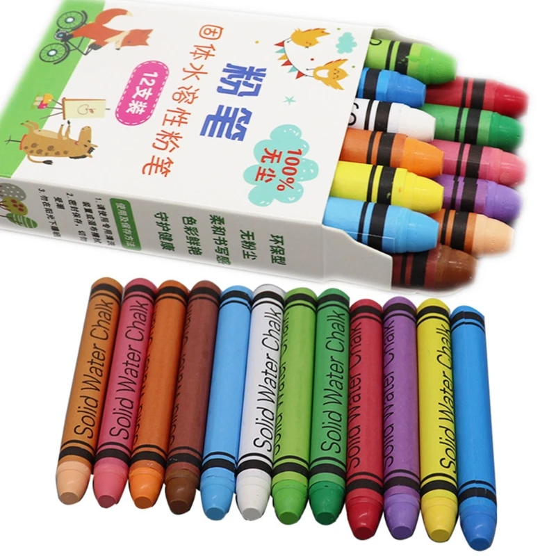 

4/6/12 Colors Non Toxic Water Soluble Chalk Drawing Painting Soild Chalks for Teacher Children Kids Stationery School Supplies